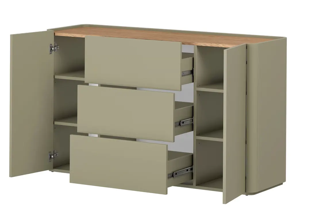 Komoda 2-drzwiowa z 3 szufladami ELIVO 150cm eukaliptus dąb baltic dune
