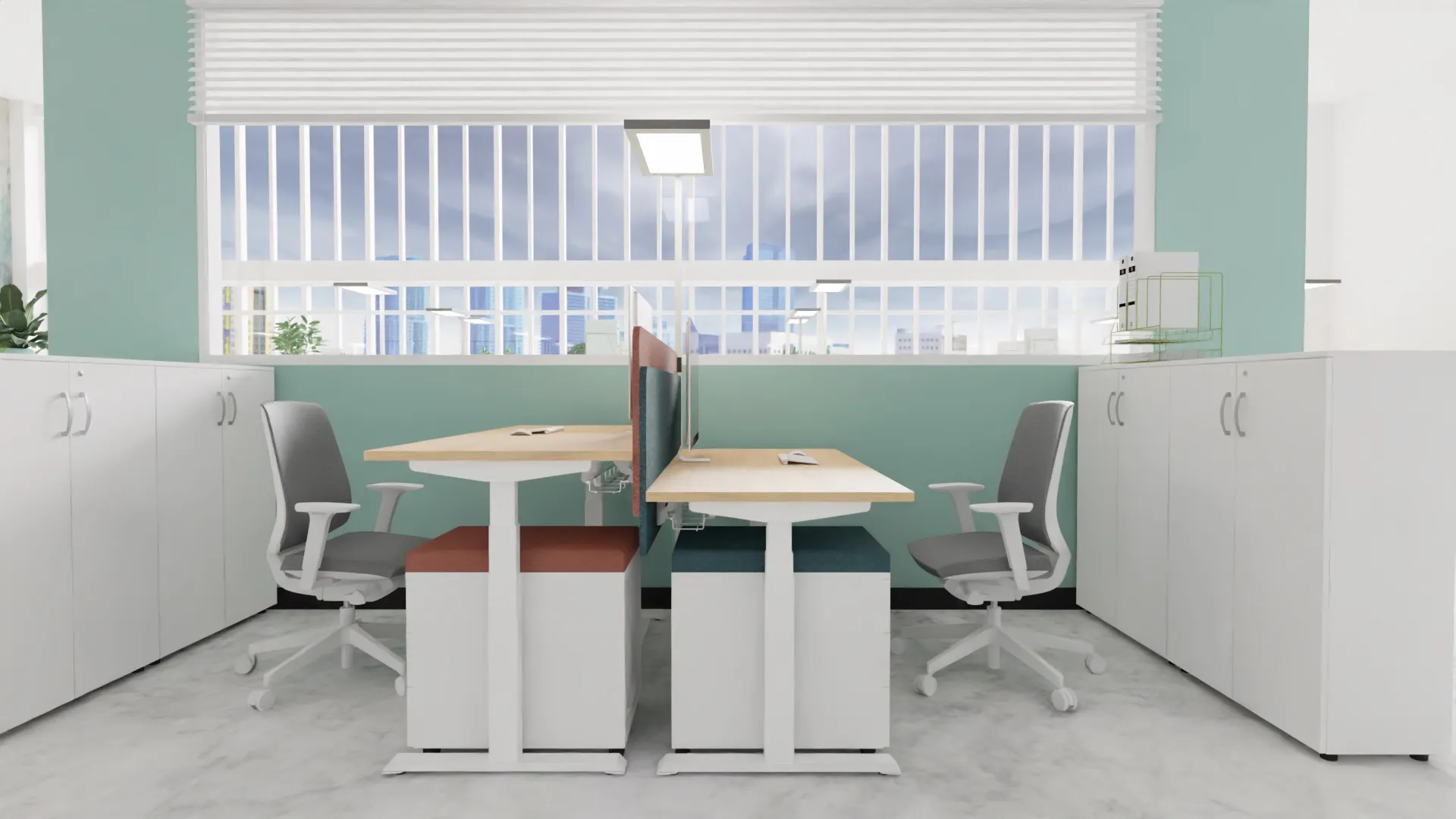 Biurko OP-LITE E elektryczne z regulacją wysokości dąb napolitano białe 140x70x62,5(127,5)cm - OLE1470DNAPB