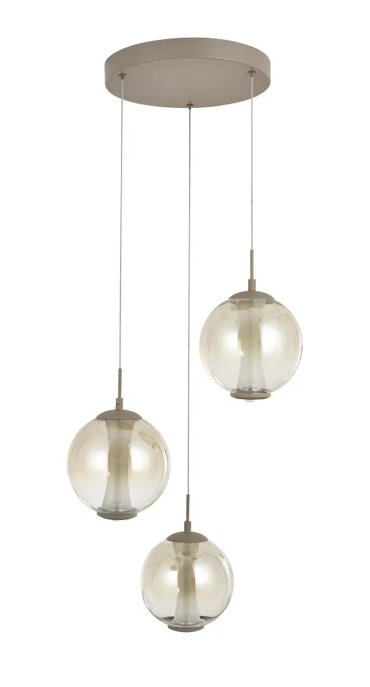 Lampa wisząca ORLEANS trójka okrągła LED kaszmirowa