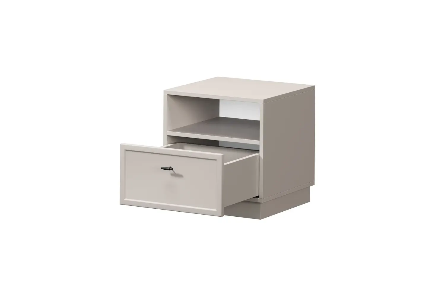 Szafka nocna z szufladą i półką LORINI 45 - cashmere uchwyt T-bar czarny cokół - B_166680