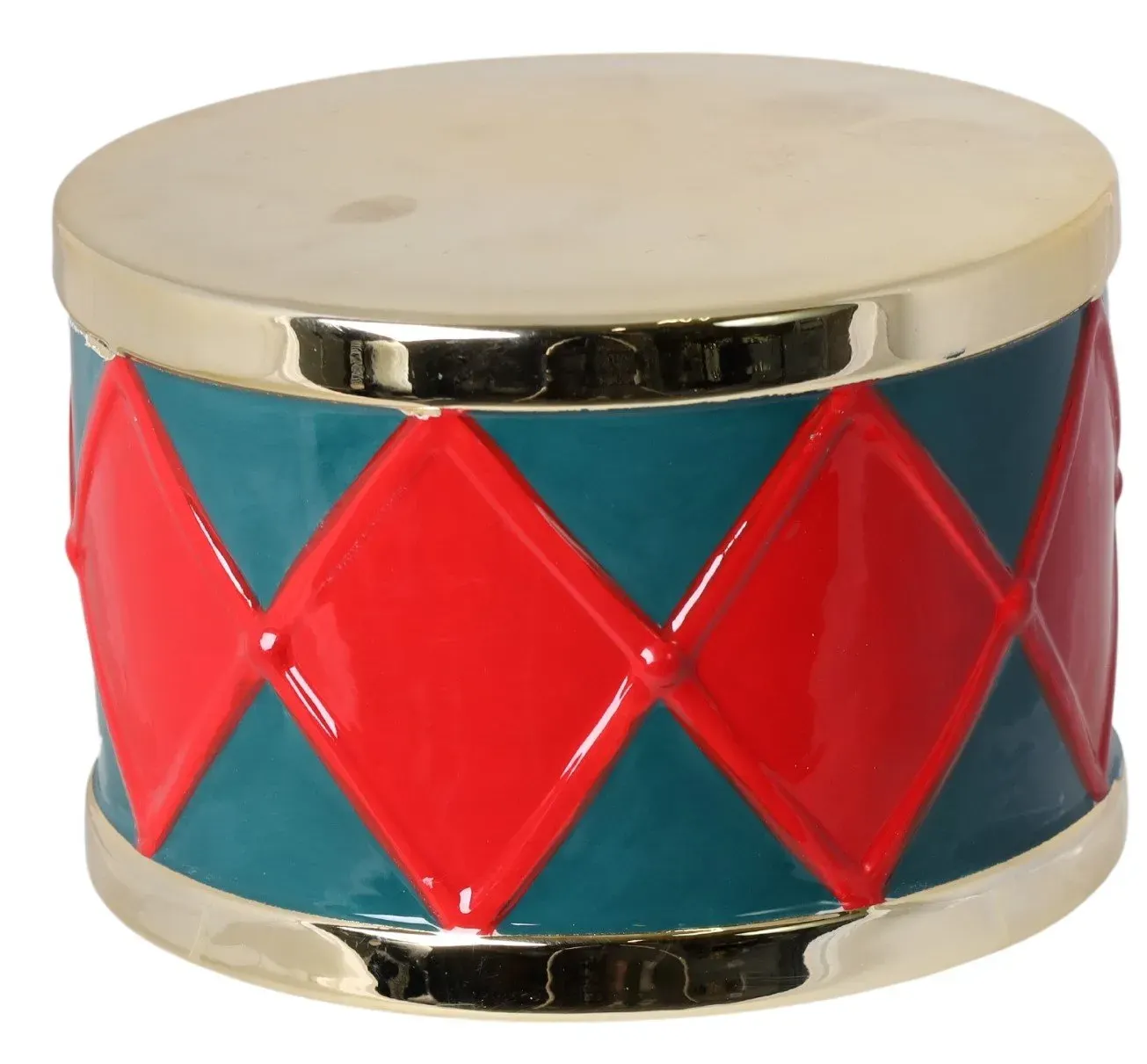 BĘBENEK ceramiczny zielono-czerwono-złoty