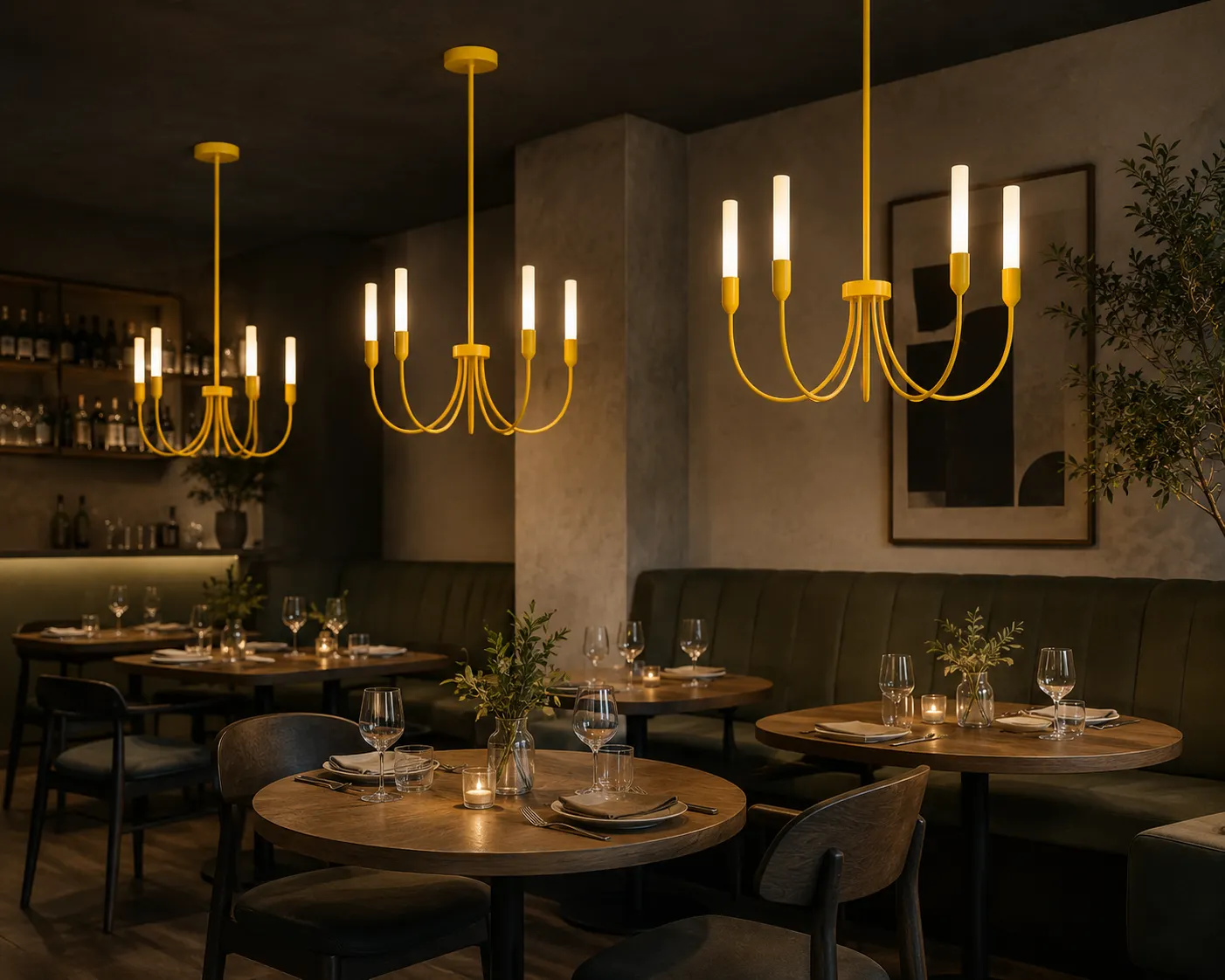 image lampy, kuchnia, dekoracja, wnętrze, restauracja