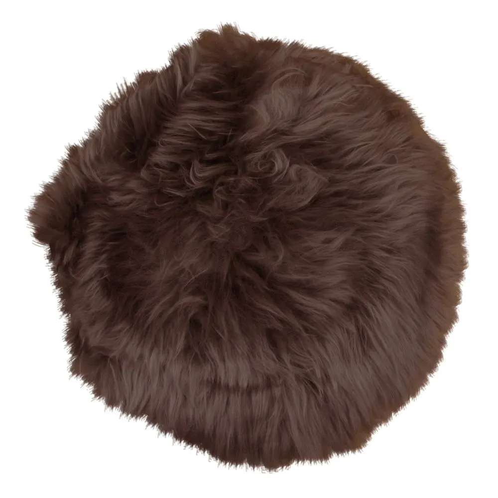 Siedzisko ze skóry jagnięcej LAMBSKIN okrągłe fi35 cm brązowy