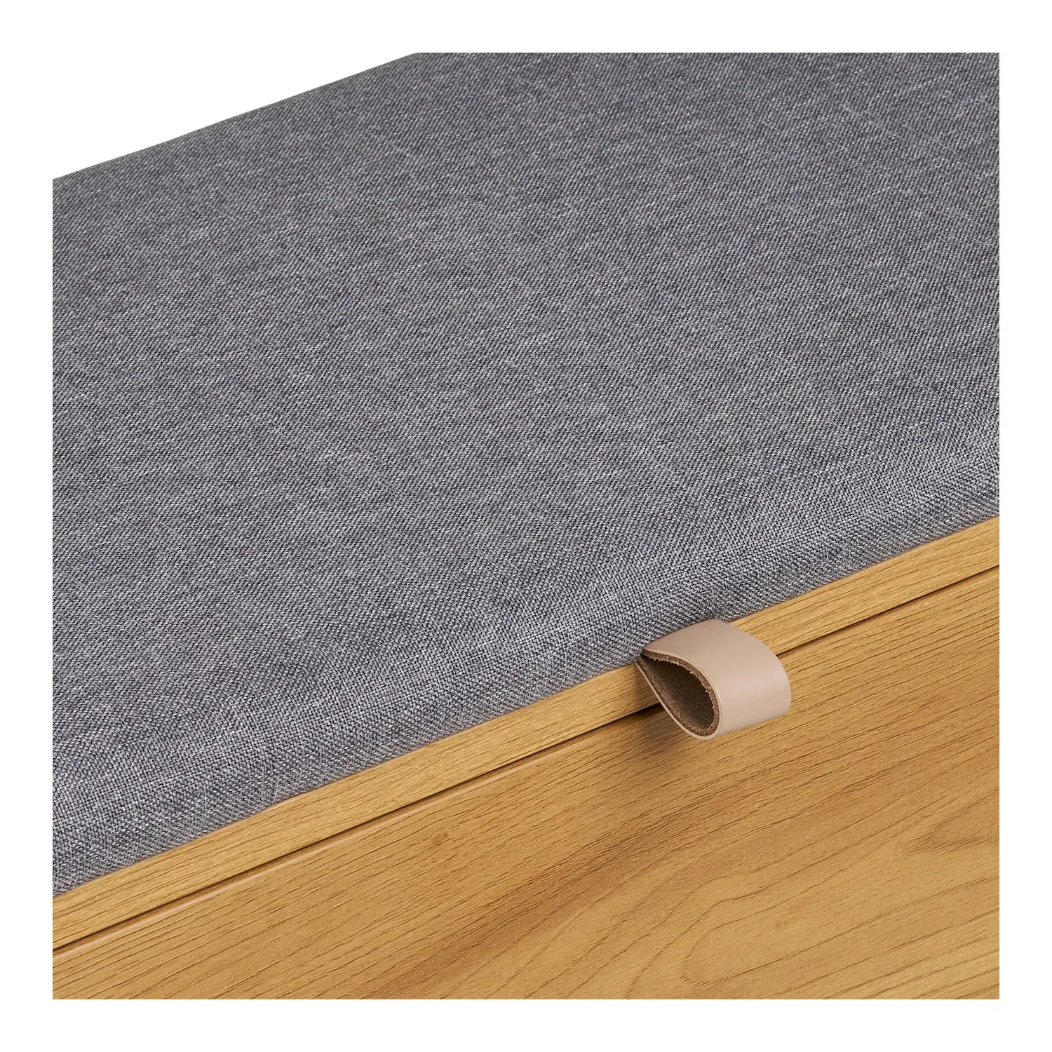 Ławka drewniana z pojemnikiem BARCO tapicerowane siedzisko 92x33x48 naturalny szary - 1401120