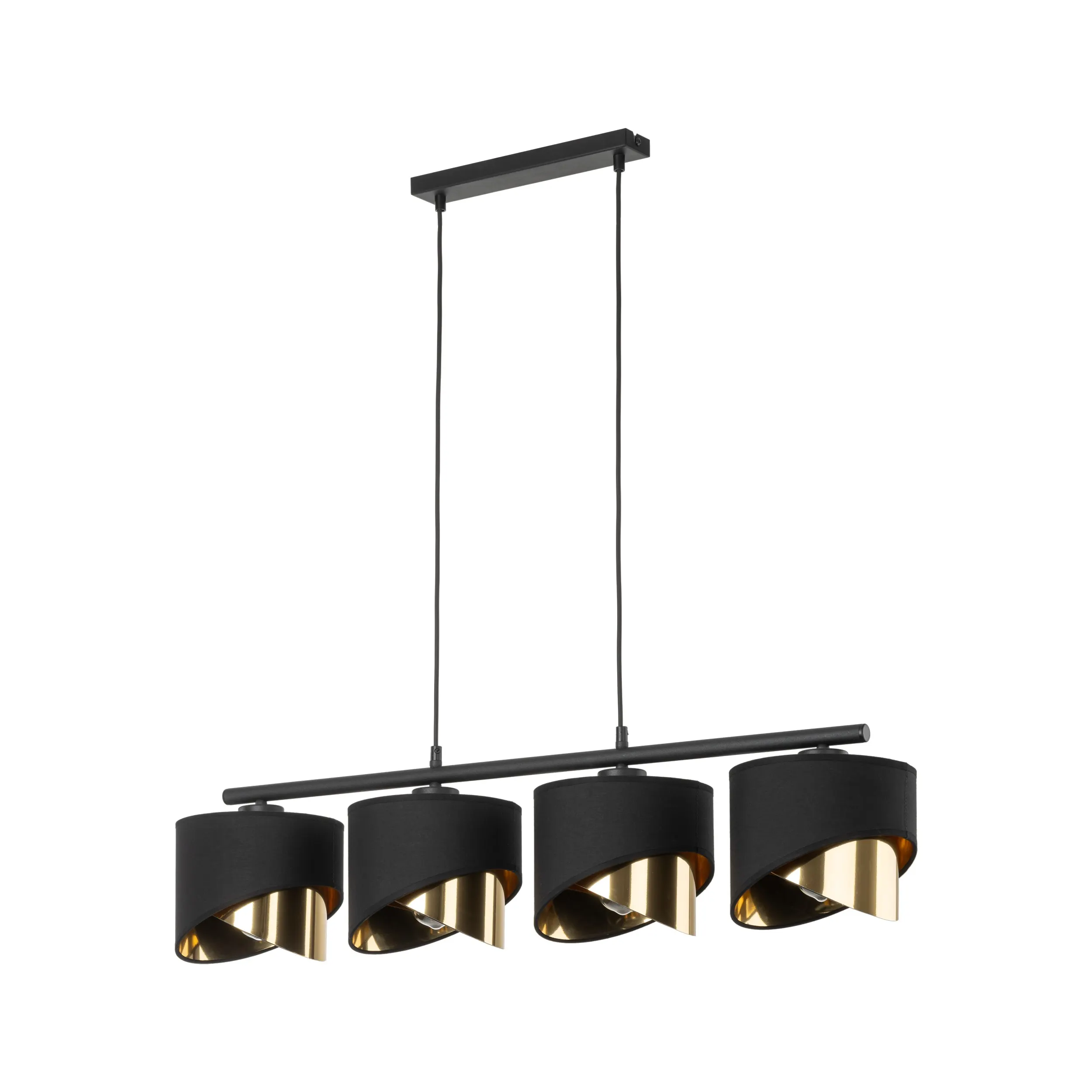 Lampa wisząca GRANT czarna ze złotymi elementami na czarnej listwie 95x94x20cm