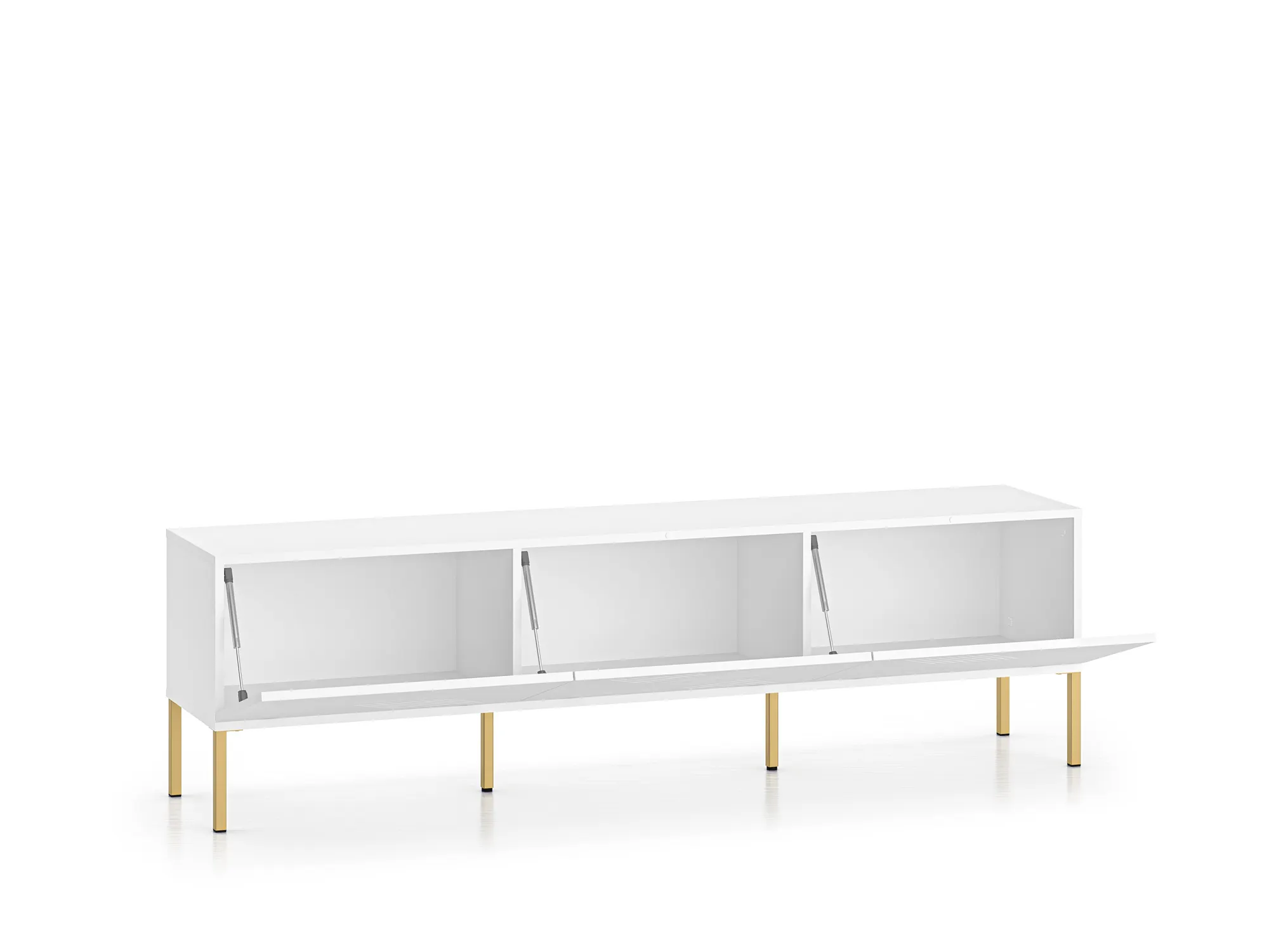 Szafka RTV z 3 klapami CLEARING 04 biały alpejski, noga-złoty - 1CLEA04-001-04