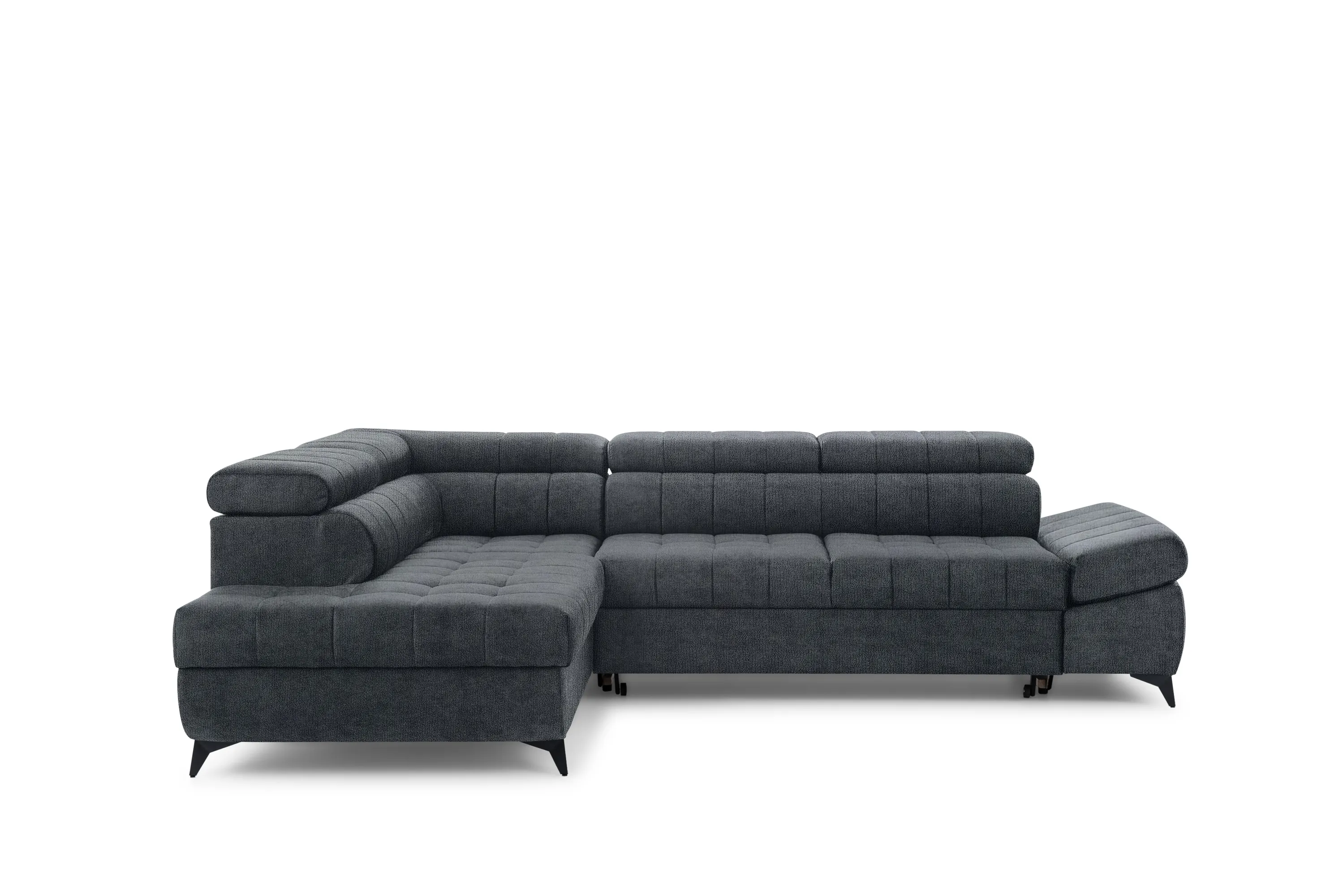 Narożnik lewostronny VALORIS L regulowane zagłówki i podłokietniki tkanina Perfect Harmony 90 grafitowy - B_162929