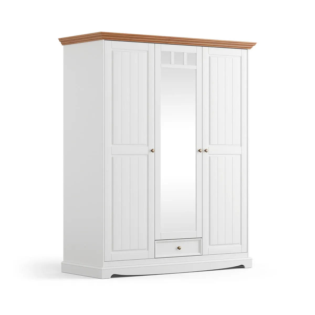 Szafa z lustrem BELLUNO ELEGANTE 3-drzwiowa z szufladą biała - dąb Szafa z lustrem BELLUNO ELEGANTE 3-drzwiowa z szufladą biała - dąb