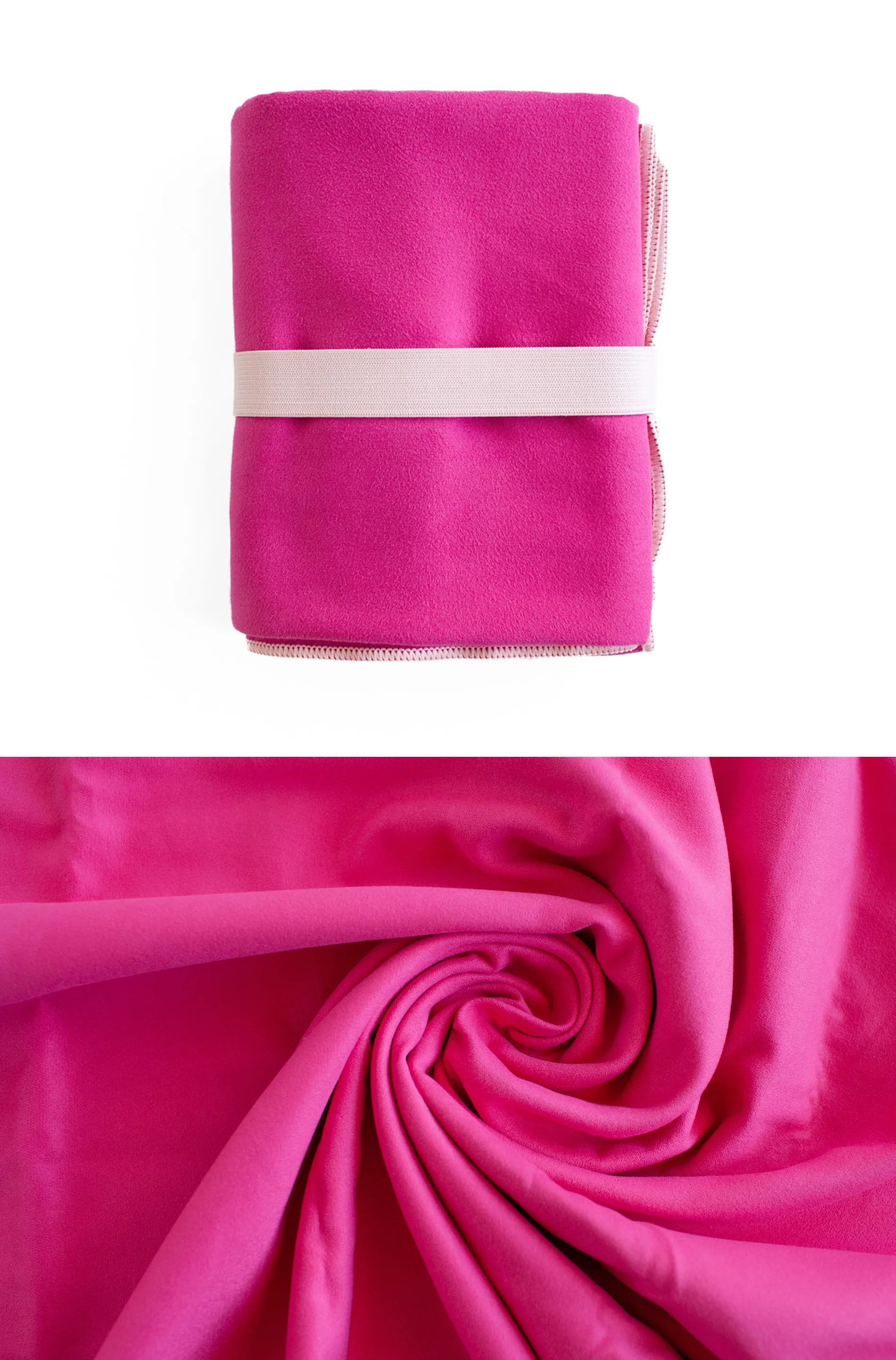 Ręcznik szybkoschnący FITNESS 80X130 z gumką różowy obszycie jasny róż - FARO_30449