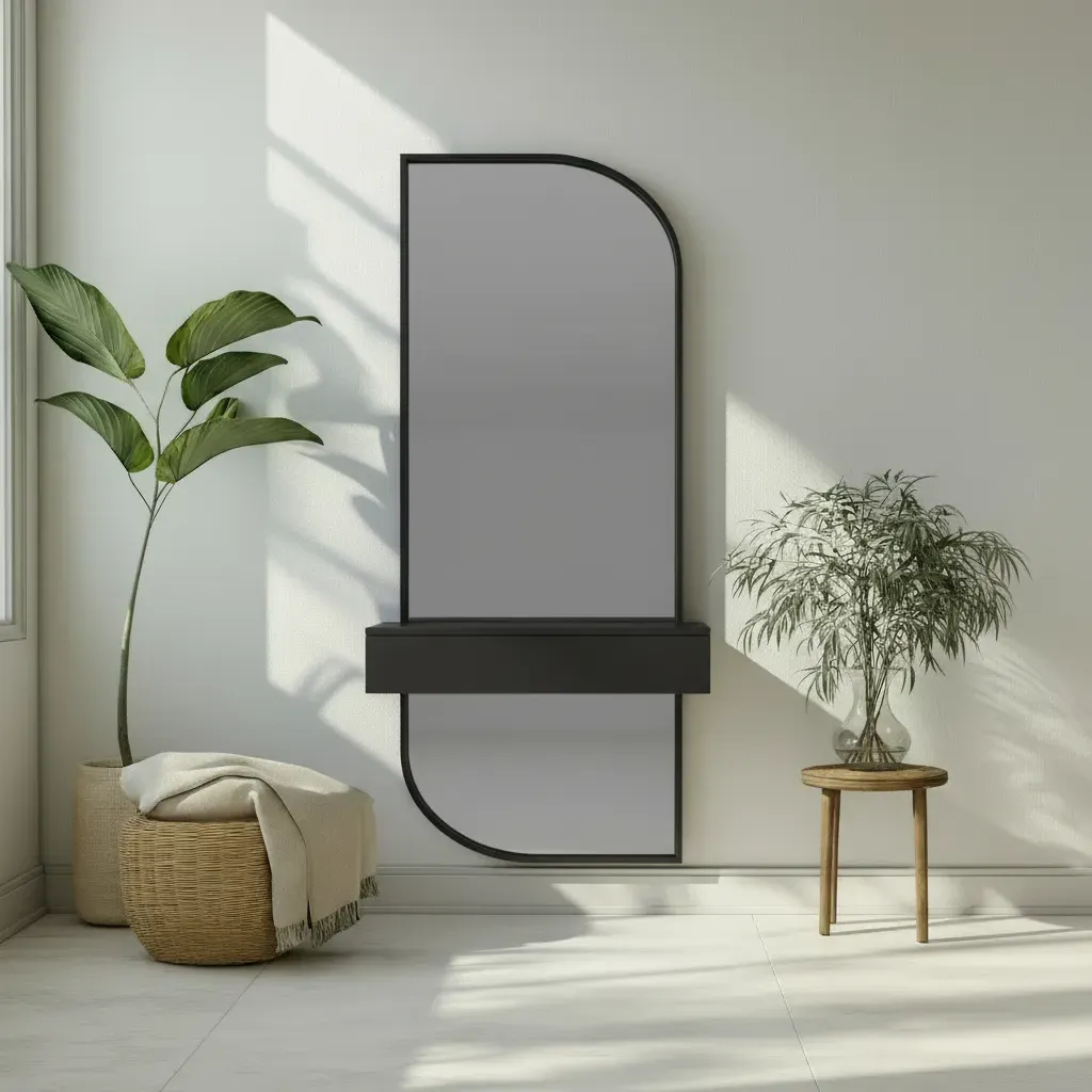 Lustro BOLD w czarnej ramie MDF z szafką na klucze 40X140-S18 — zdjęcie 2