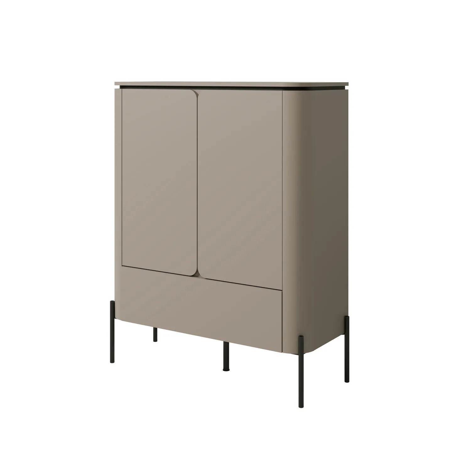 Komoda wysoka 2-dzwiowa z szufladą BELLO 98 cm kolor: congo czarny