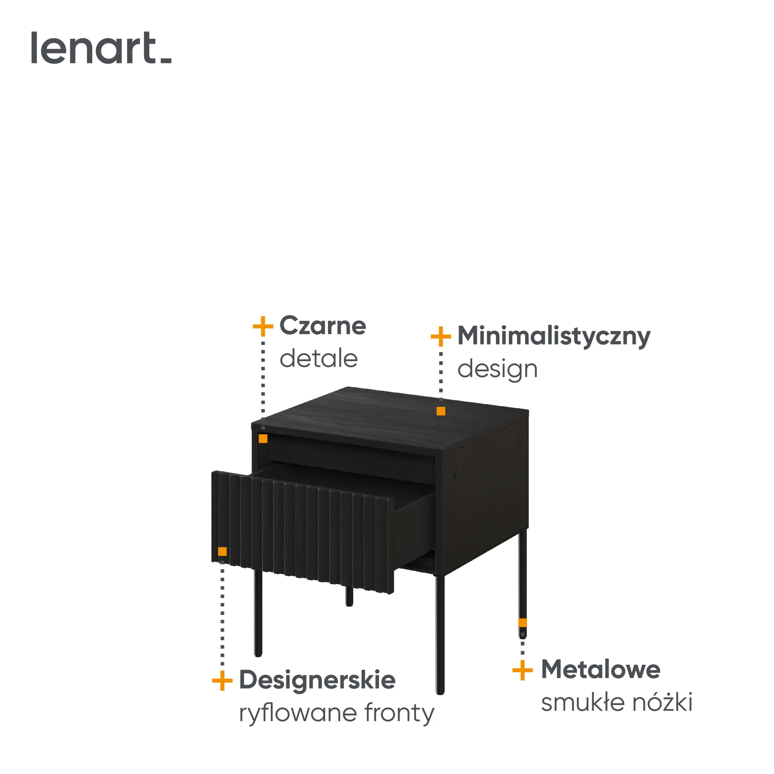 Szafka nocna z oświetleniem TREND TR-10 1S czarny - TR10C-V2