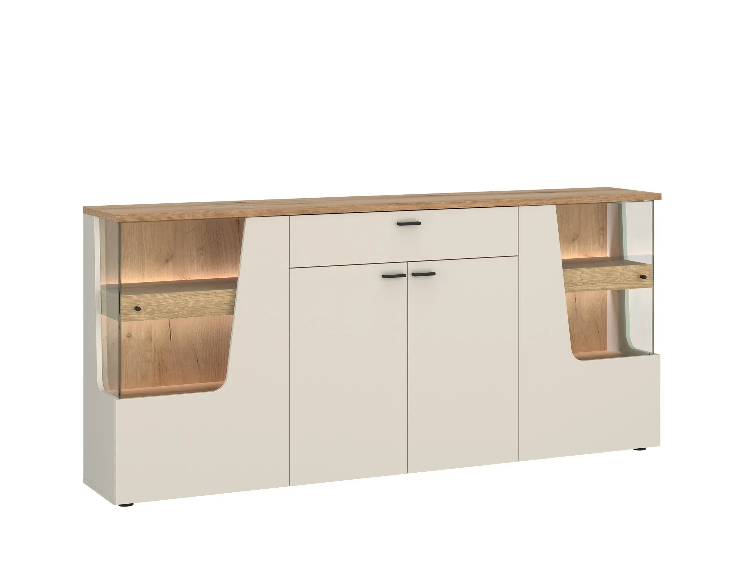 Komoda 4-drzwiowa z szufladą CUT OUT | CTUK02 | cashmere dąb coast evoke Meble, Kredens, Szafka, Szafa
