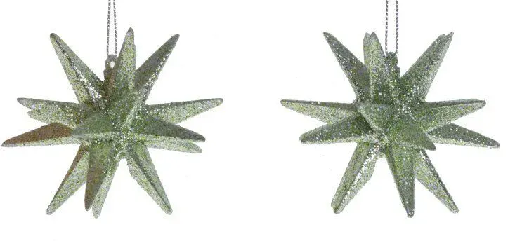 Zawieszki GWIAZDKI 2 sztuki zielone brokatowe