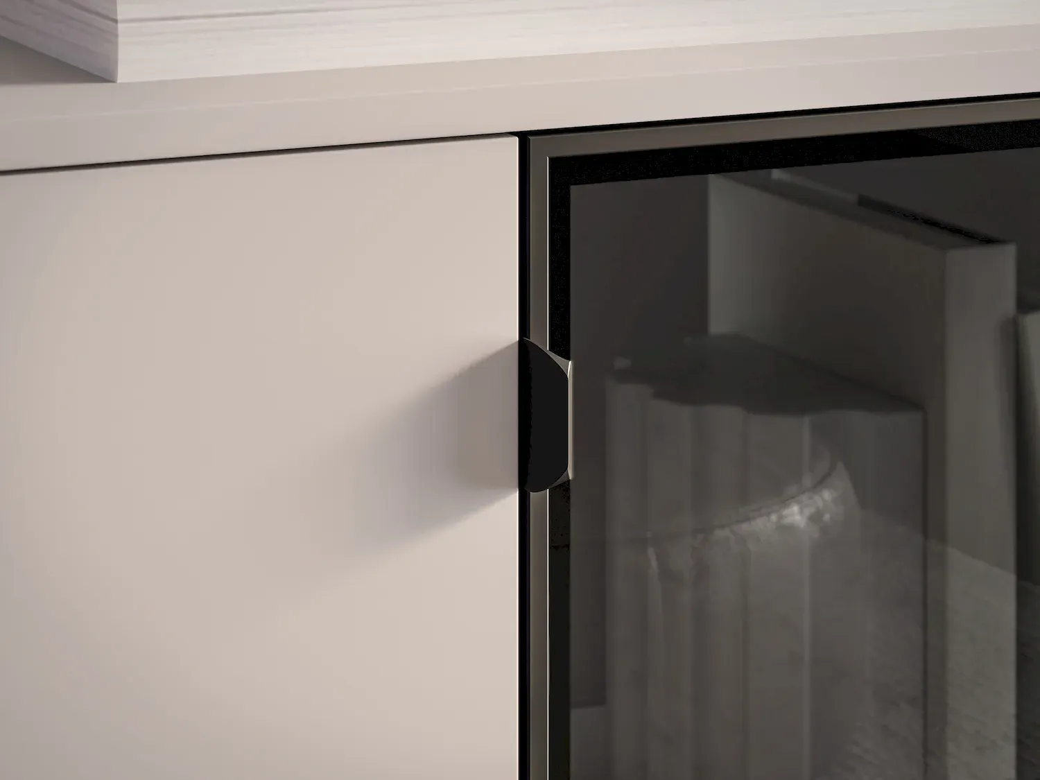 Komoda 2-drzwiowa z 3 szufladami BARNEE 02 oświetlenie LED cashmere — zdjęcie 4