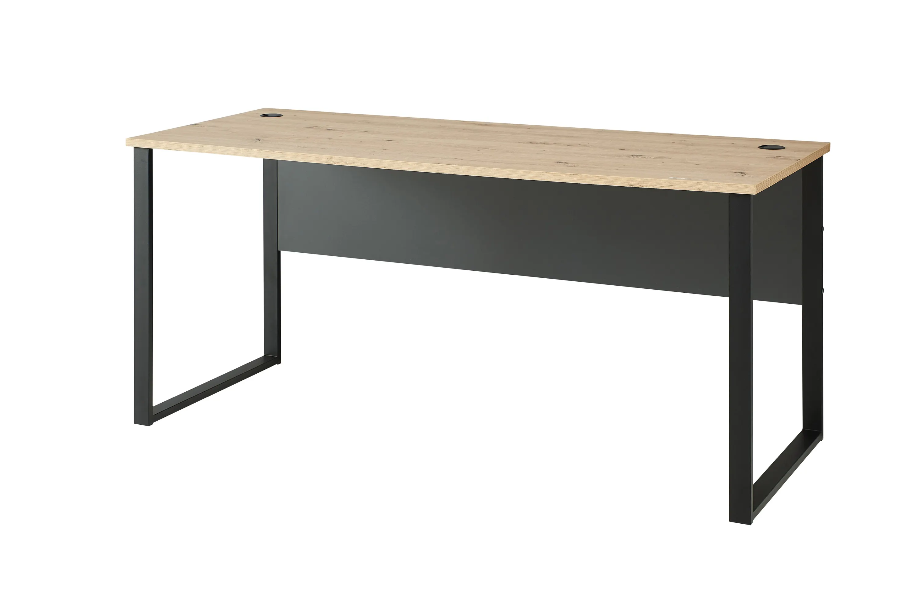 Biurko BREGO 71 z otworami na kable dąb artisan antracytowy 170x77x73cm