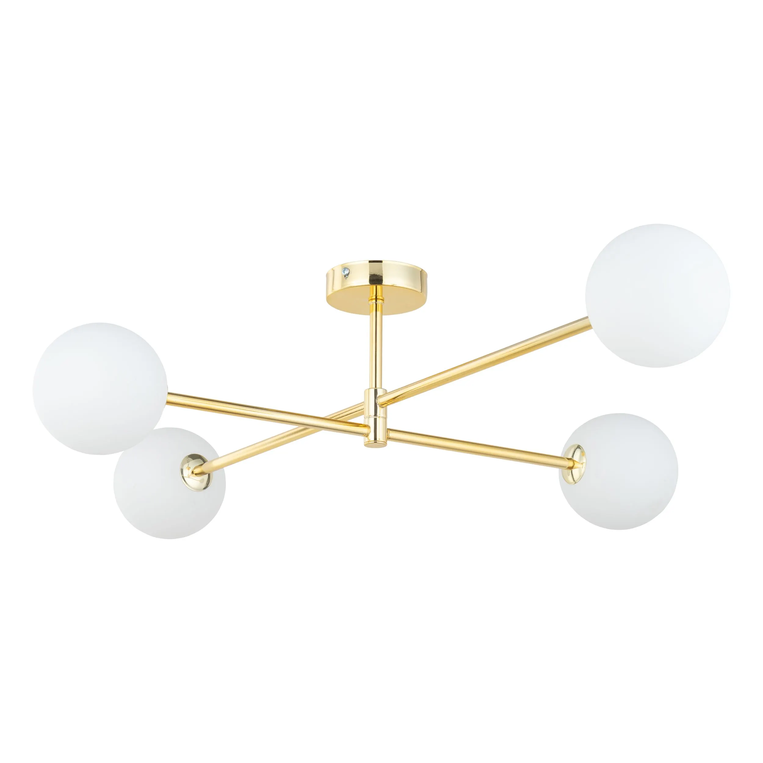 Lampa sufitowa SARIUS złota metalowa z białymi szklanymi okrągłymi kloszami 90x68x21cm
