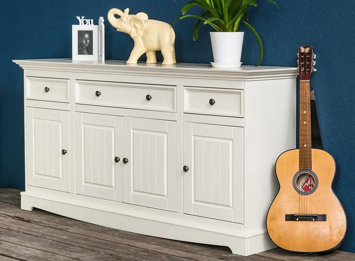 Komoda BELLUNO ELEGANTE 4-drzwiowa z 3 szufladami - biała - PL004B