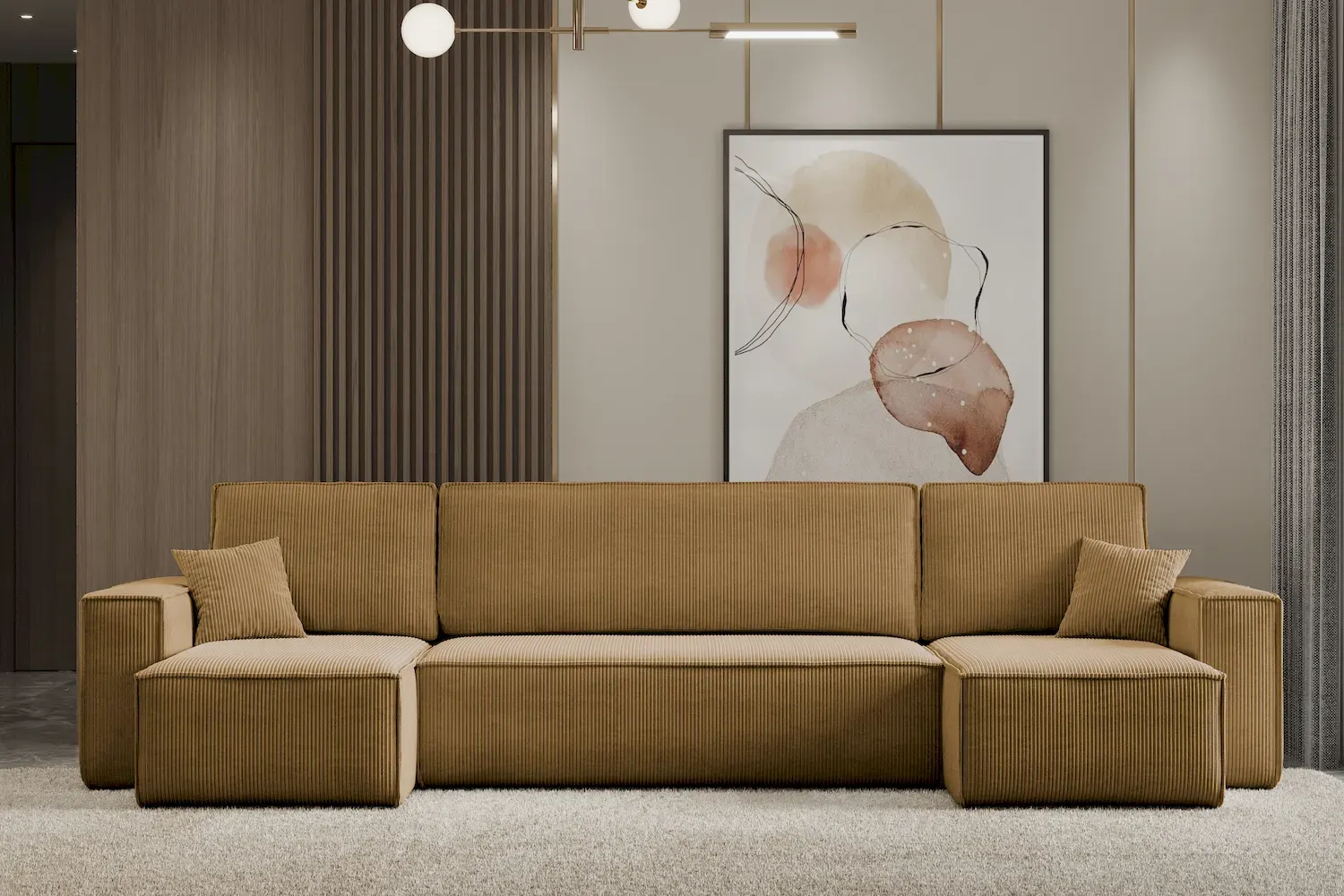 Narożnik uniwersalny KARL U rozkładany tkanina Poso 01 musztardowy - NAROZNIK_KARL_U_POSO01