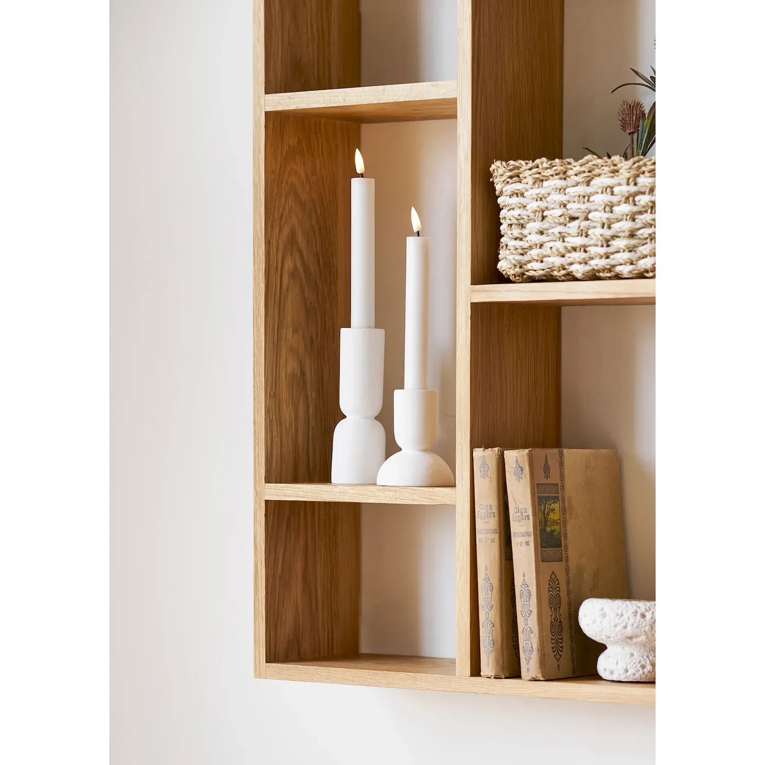 Świeczniki wapienne CANDLE zestaw 2 sztuk białe - 4561204