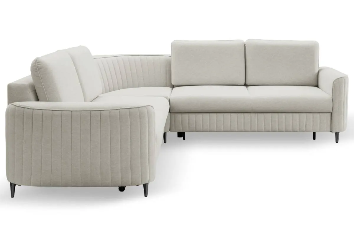 Narożnik rozkładany z pojemnikiem LAREN CASTEL 251 cm lewy popielaty czarne nóżki - LAREN_NAR_CASTEL80_L_CZ