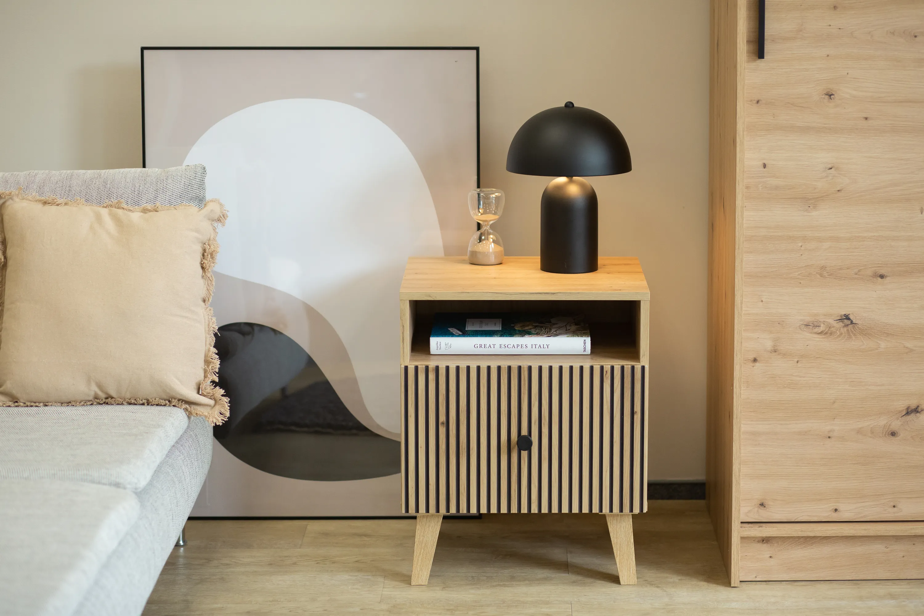 Szafka nocna z 1 szufladą i półką BERLIN dąb artisan - INT_5003194