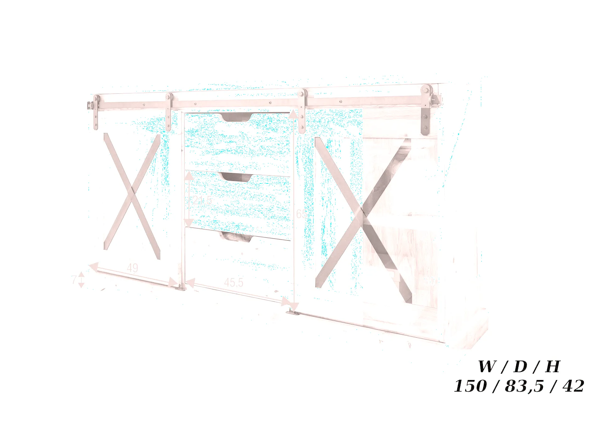 Komoda dębowa TIDY 2-drzwiowa z 3 szufladami 150x83 dąb olejowany - GK_1034240401