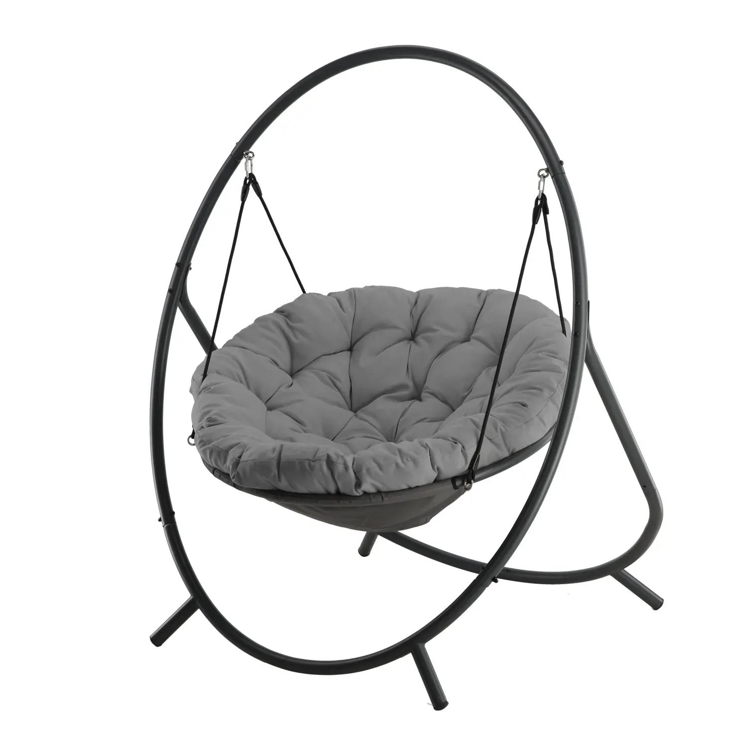 Fotel wiszący PATIO 115x140x167- ciemnoszara poduszka szara rama - FAT9934