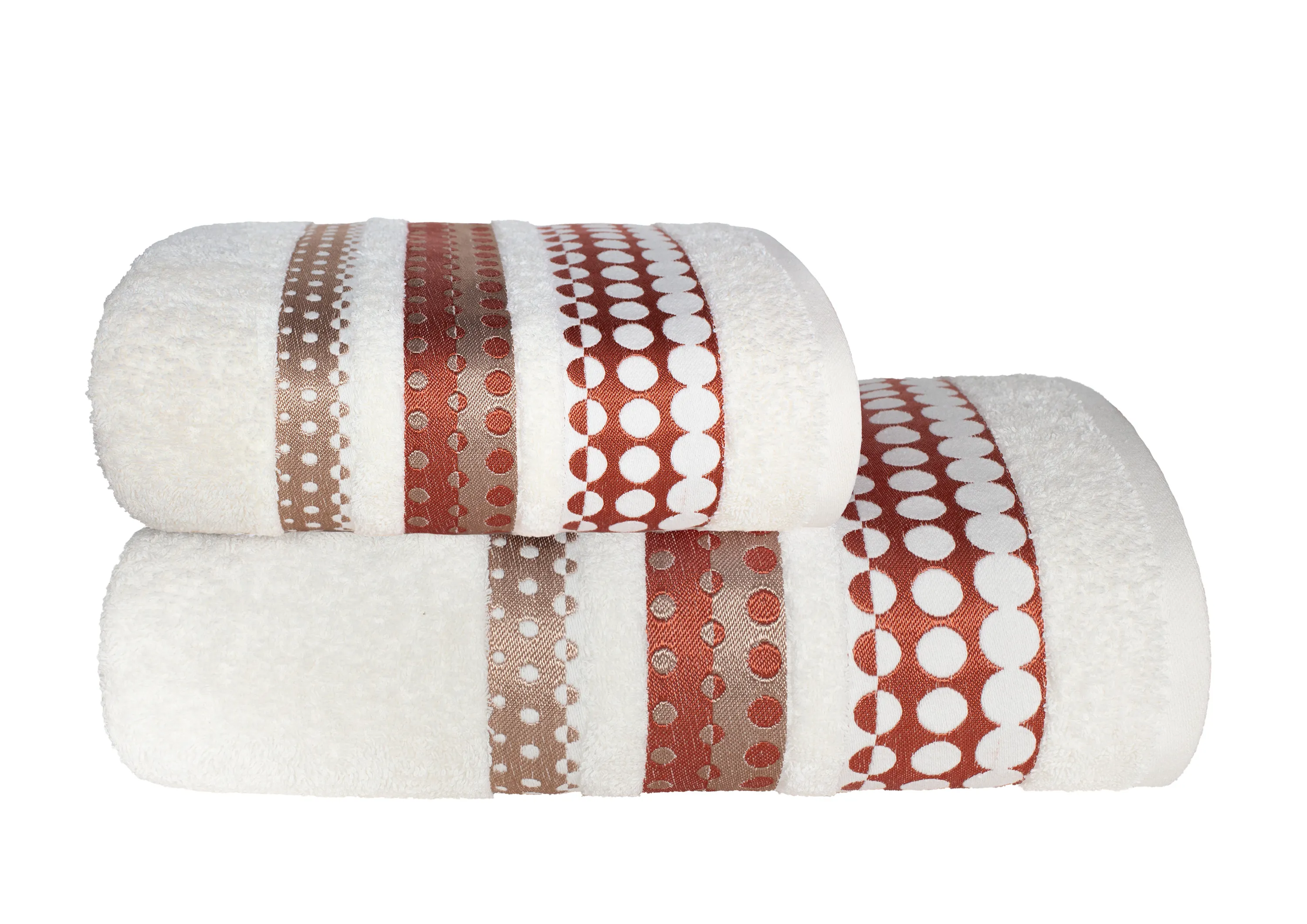 Ręcznik frotte SILVER 70X140 żakardowy z haftem kremowy - FARO_10140