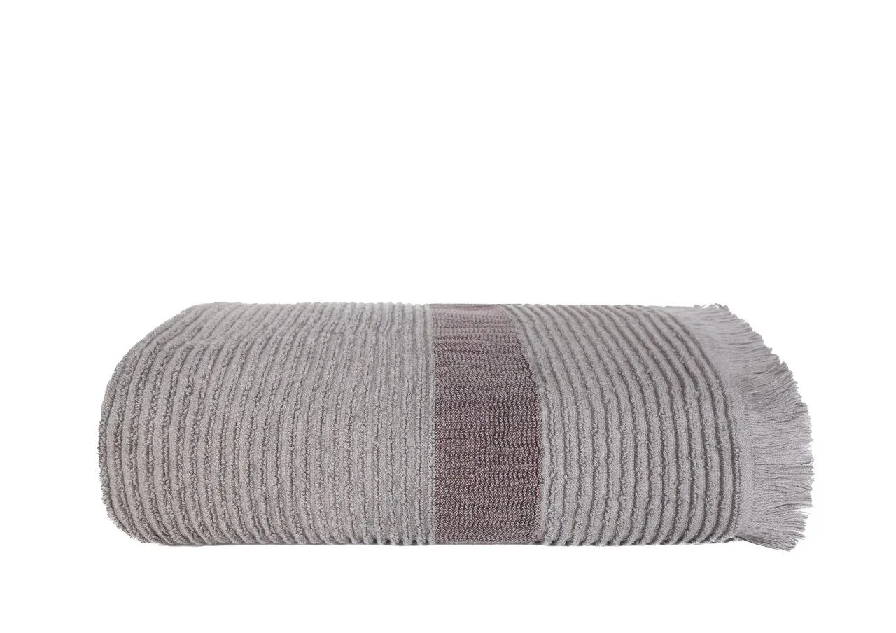 Ręcznik z frędzlami frotte FALA 50x90 gramatura 500 szary Wystrój domu, Poduszka, Dywan