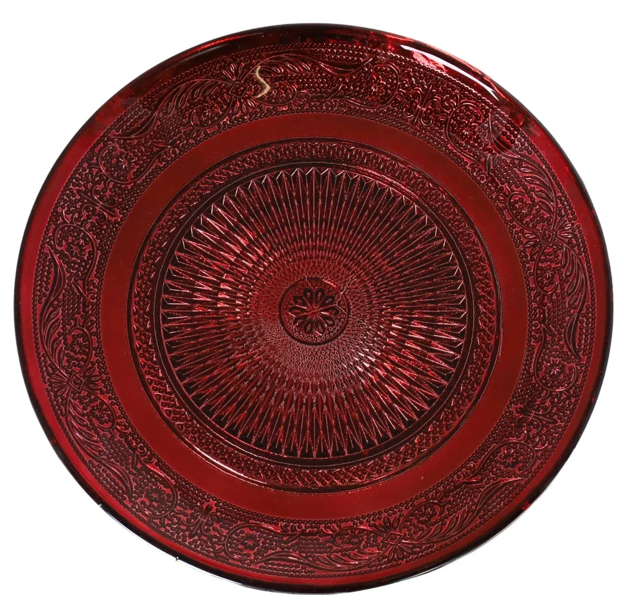 Talerz ŚWIĄTECZNY szklany 32 cm MAXI czerwony