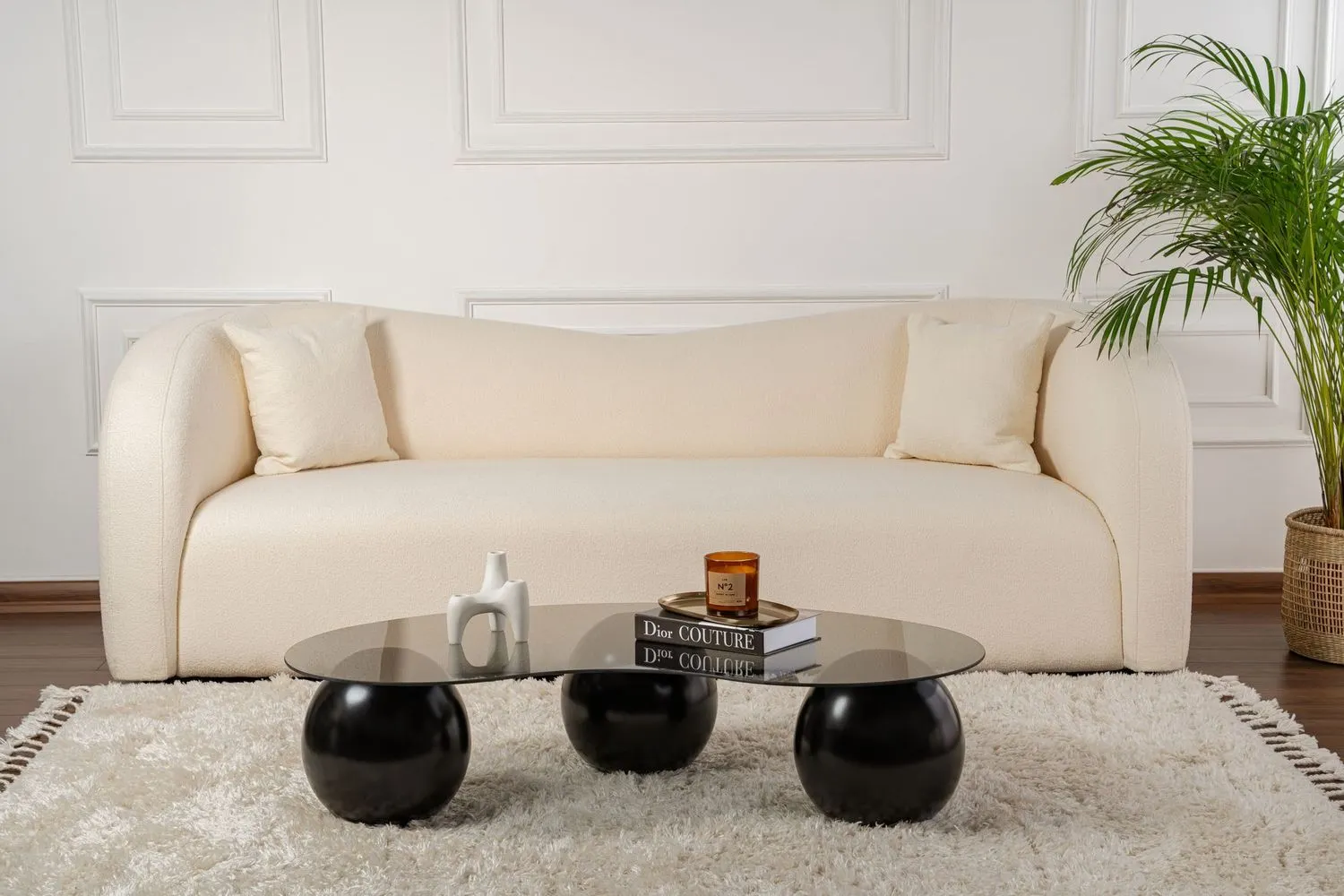 Stolik kawowy szklany SPHERE 70x120 asymetryczny czarny szary - ASI_857NRD1118