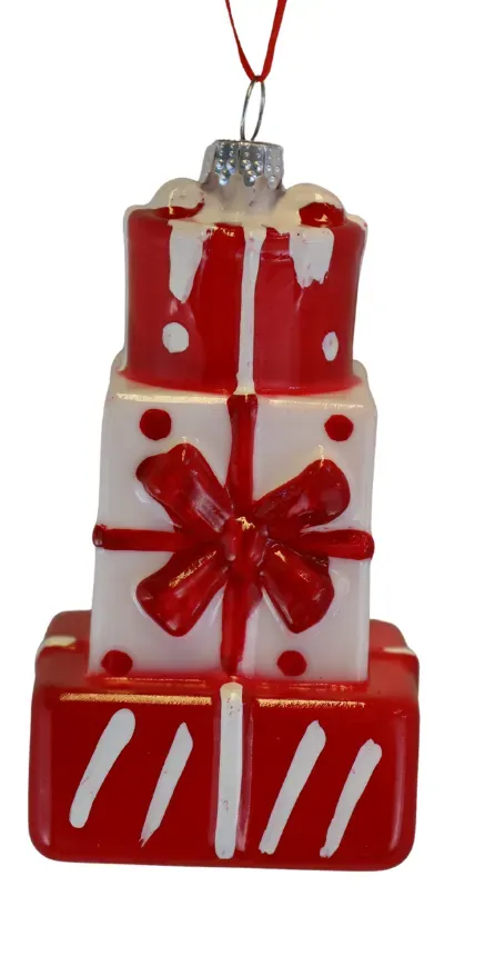 BOMBKA plastikowa STOS PREZENTÓW 8332 czerwono-biała