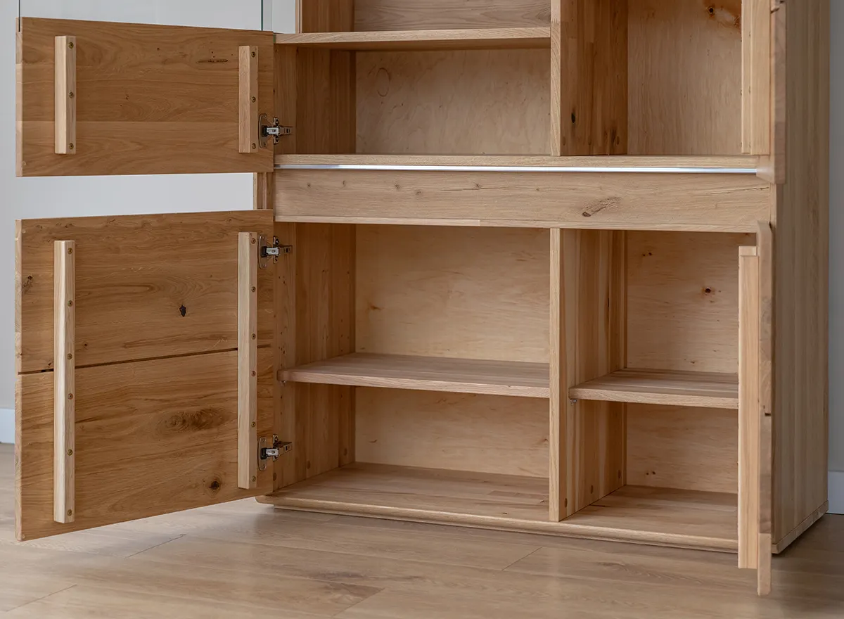 Witryna drewniana szklana DIVISIONE z oświetleniem lewa dąb olejowany - ZIDIV02L