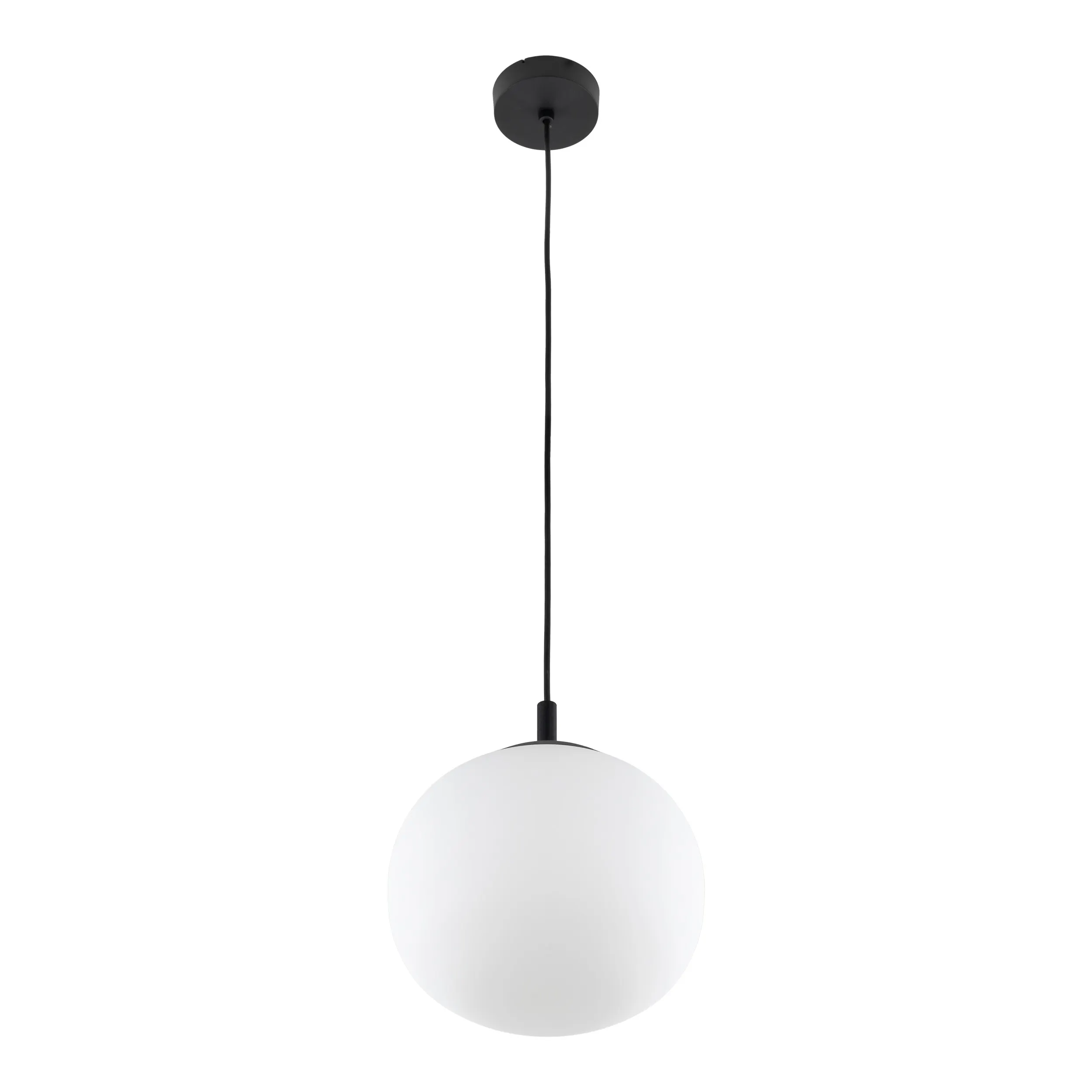 Lampa wisząca VIBE czarna z białym okrągłym szklanym kloszem 165x25cm - TK_4759