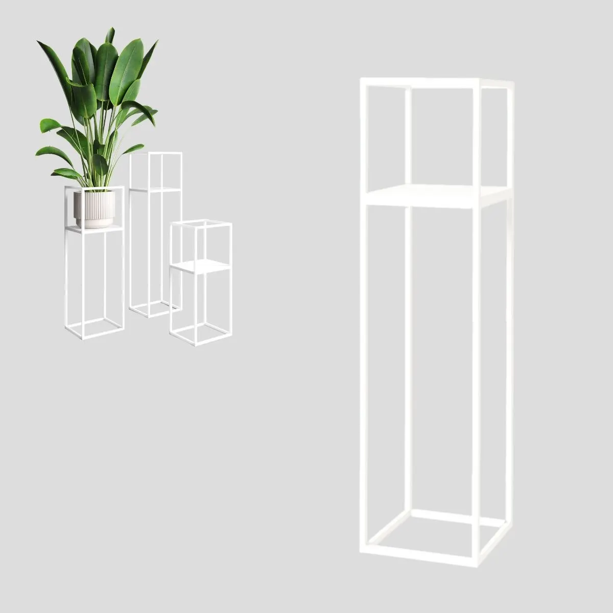 Kwietnik stojący metalowy LILLE L biały Słoik, plantator, Roślina doniczkowa, Ceramika, Wazon