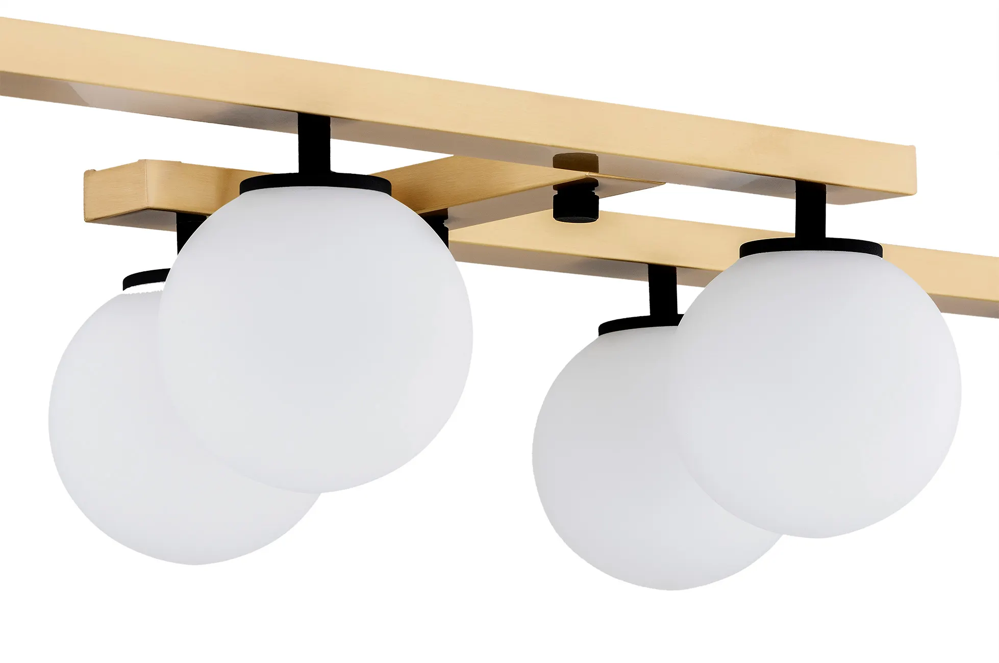 Lampa sufitowa FREEMONT z 6 kloszami mosiądz szczotkowany z czarnymi akcentami opal 99cm - 2544