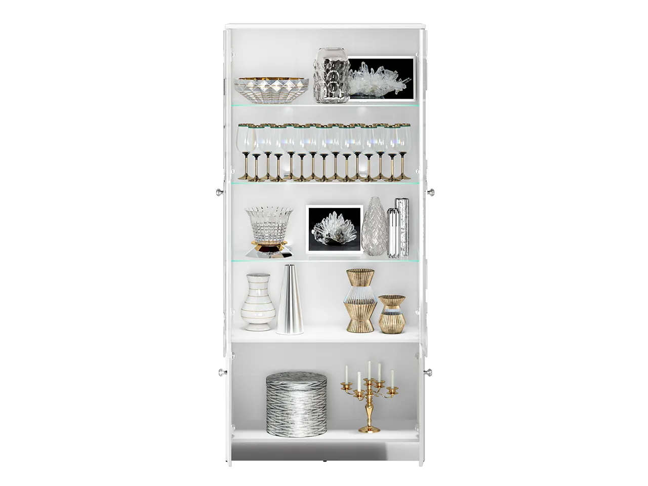 Witryna 4-drzwiowa GLAMOUR 01 - biały połysk - 1GLAM01-001