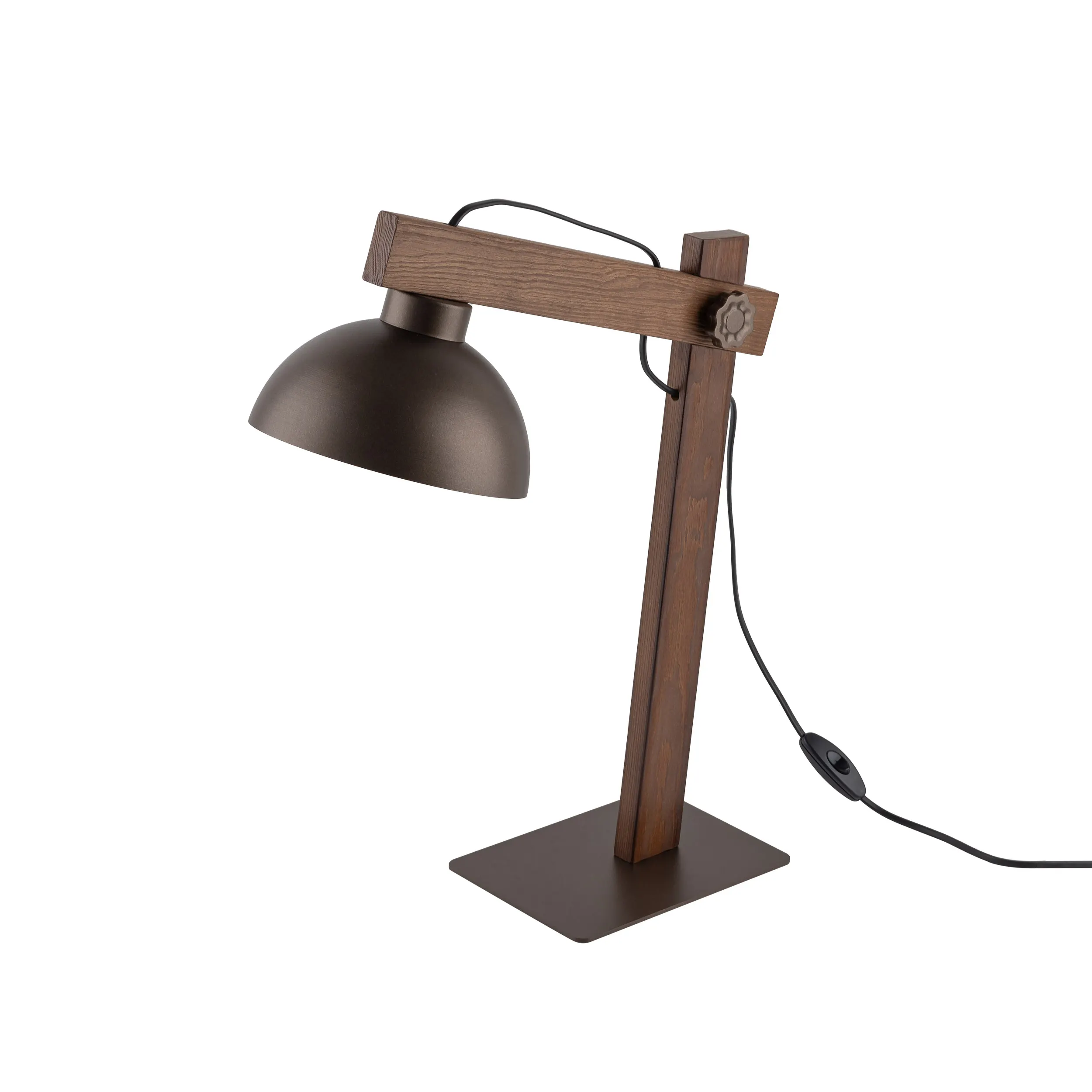 Lampka nocna OSLO brązowa na ciemnym ramieniu z orzecha 52x42x18cm - TK_5788