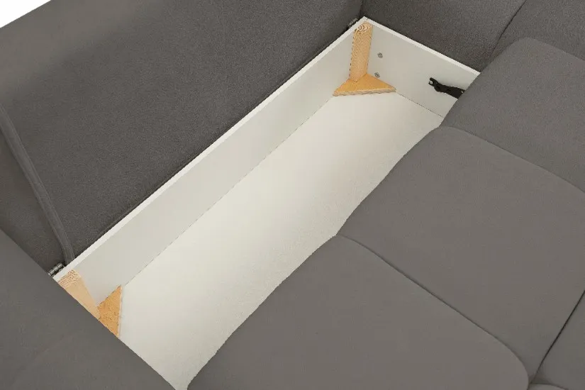Narożnik rozkładany z pojemnikiem BASE SICURIO 257 cm L/P pikowany ciemnoszary - BASE_NAR_SICURIO75