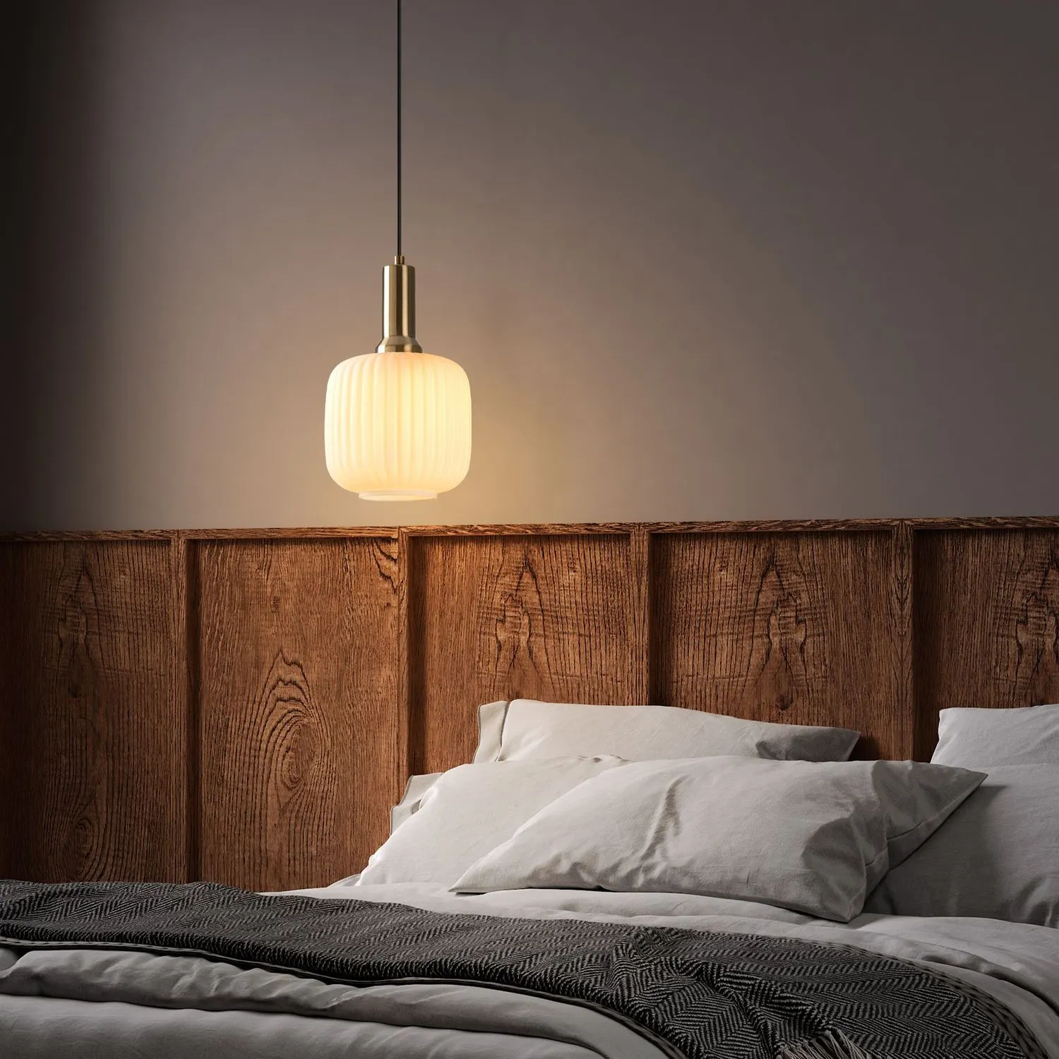 Żyrandol ASKER ryflowany klosz złoty biały - ASI_521SHN3584