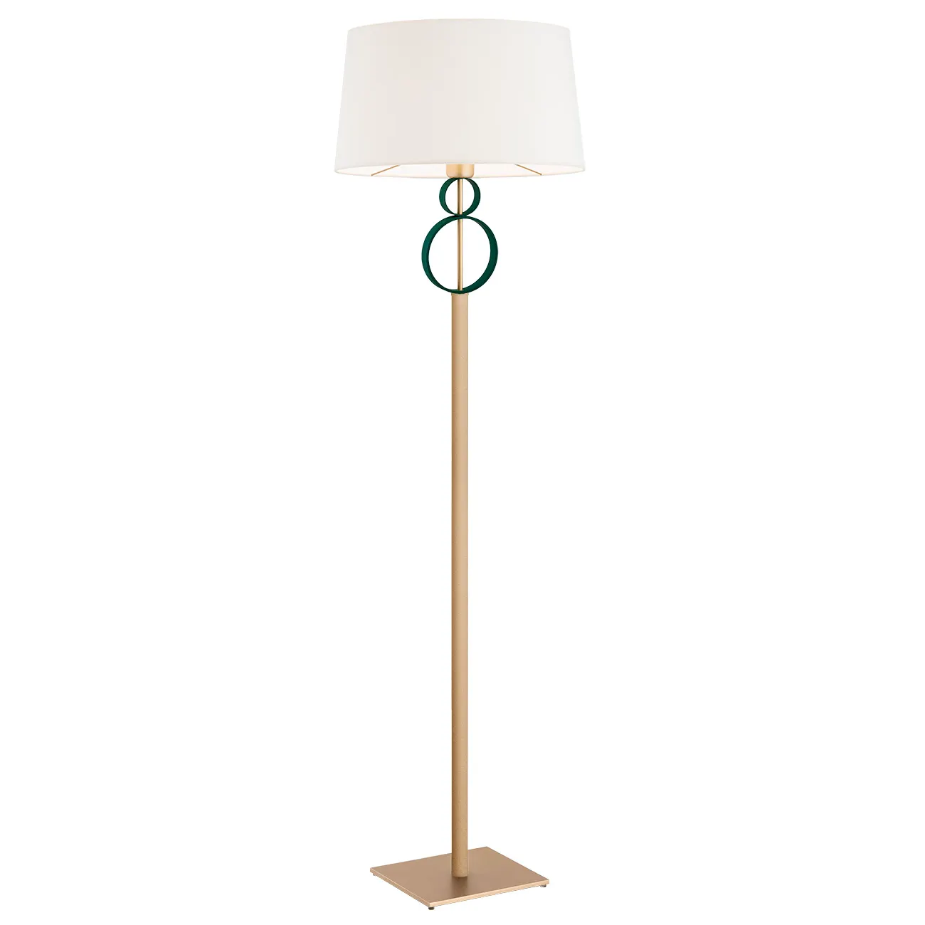 Lampa podłogowa PERSEO złota zielona śmietankowa 158x45cm