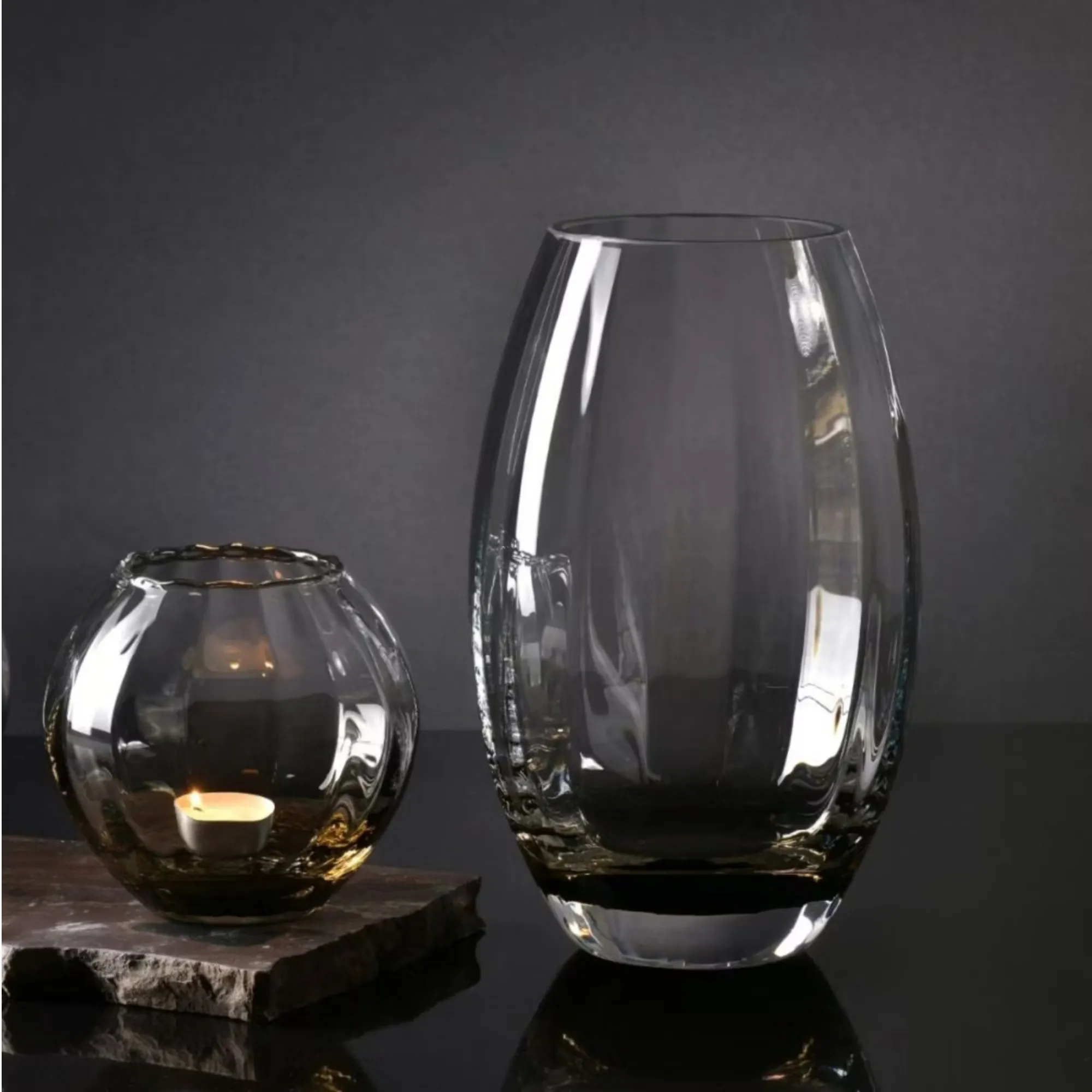 szklany wazon, dekoracyjny szklany, lampion szkło, świecznik szklany, duży wazon