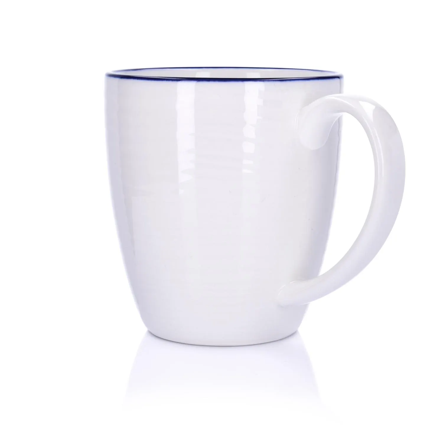 image mug, ceramiczny, biały, niebieska obramówka, kubek do kawy