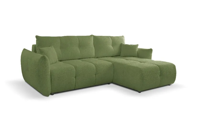 Narożnik rozkładany z pojemnikiem BASE SICURIO 257 cm L/P pikowany zielony