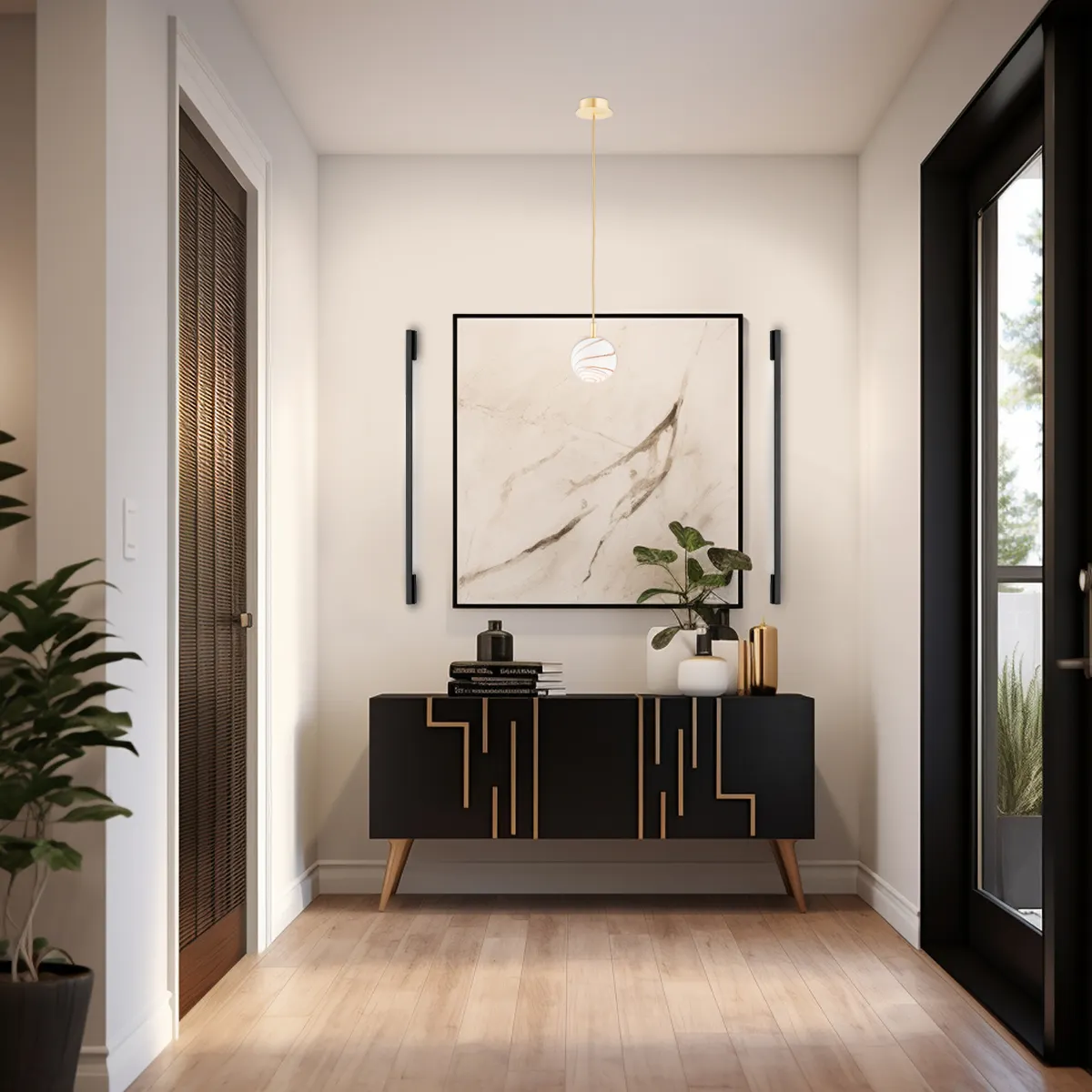 Lampa wisząca ALMIROS mosiądz szczotkowany biało-brązowy marmur 135x12cm - 8450