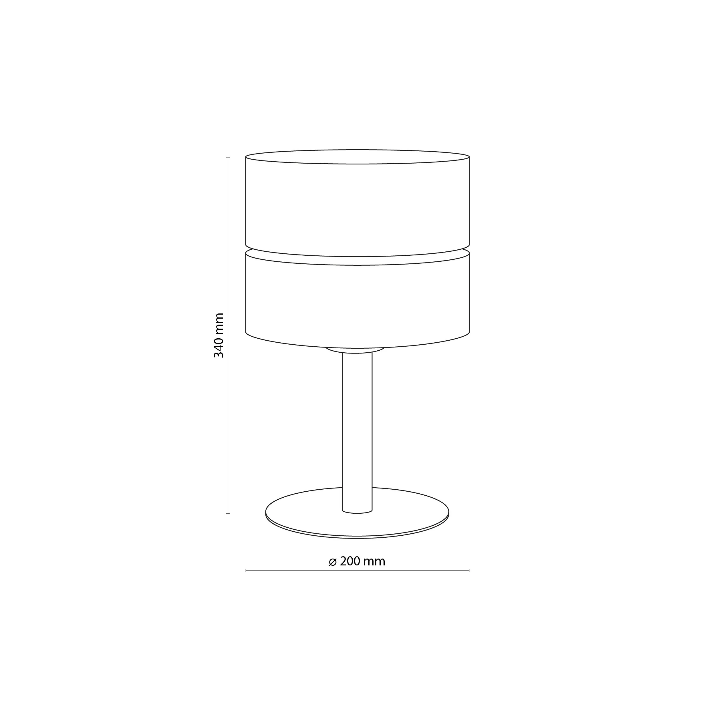 Lampka nocna czarna na jasnej drewnianej nodze beżowo szary klosz 34x20cm - TK_5596