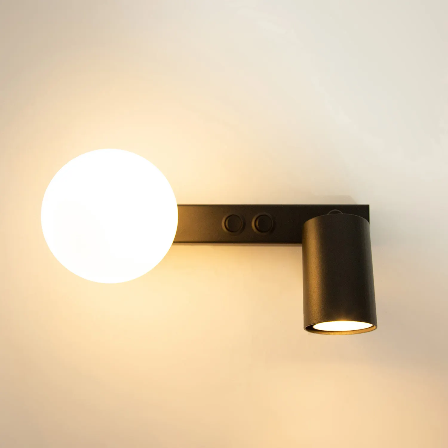 Kinkiet TAVIRA 1+1 szklany klosz czarny biały - SI_41259