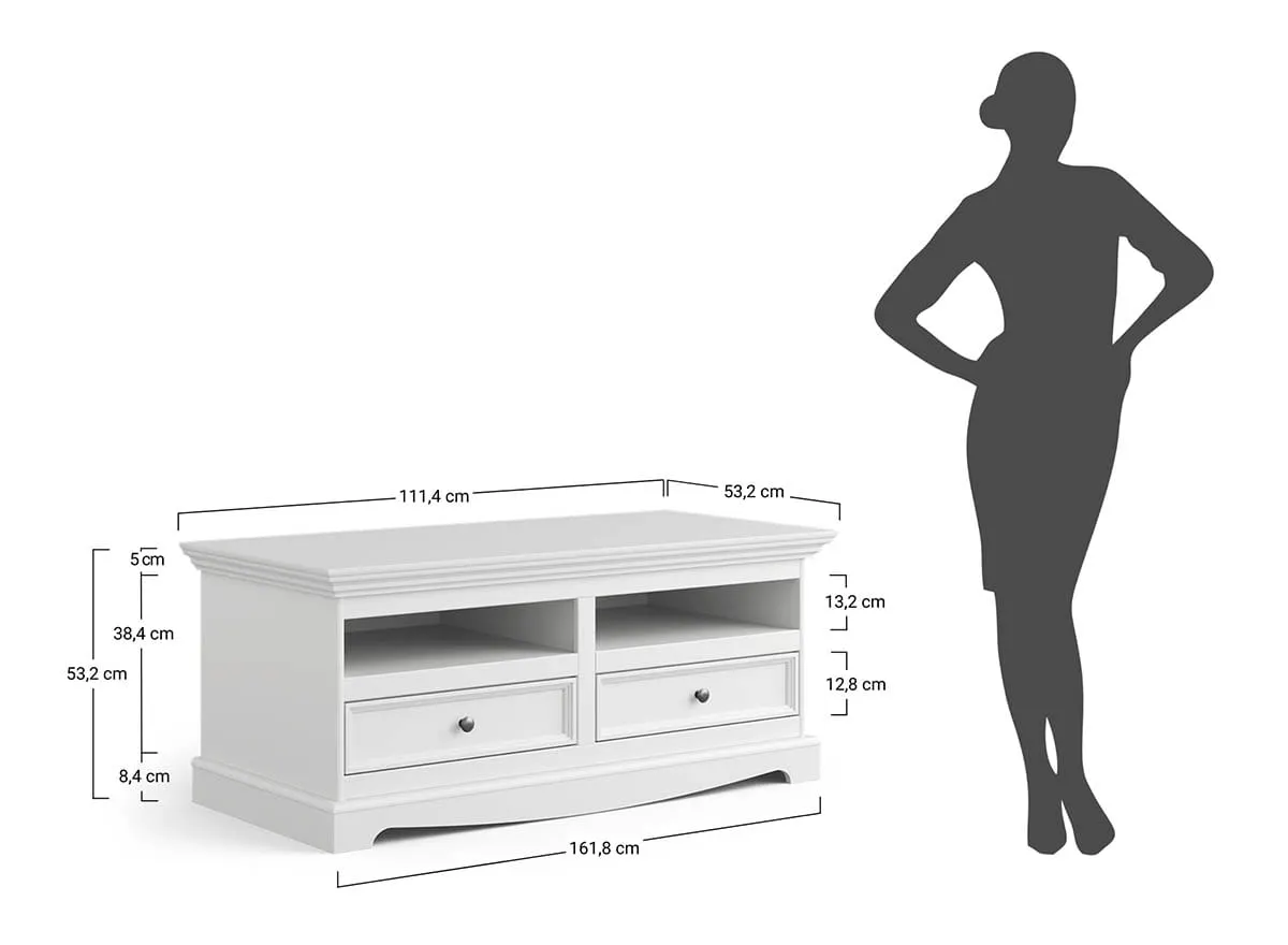 Szafka RTV z 2 szufladami BELLUNO ELEGANTE biała - dąb - PL009B/D