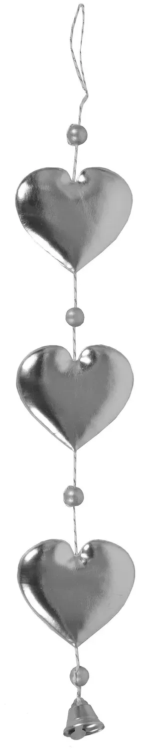 Sznur świąteczny Z SERCAMI I DZWONECZKAMI 213 srebrny